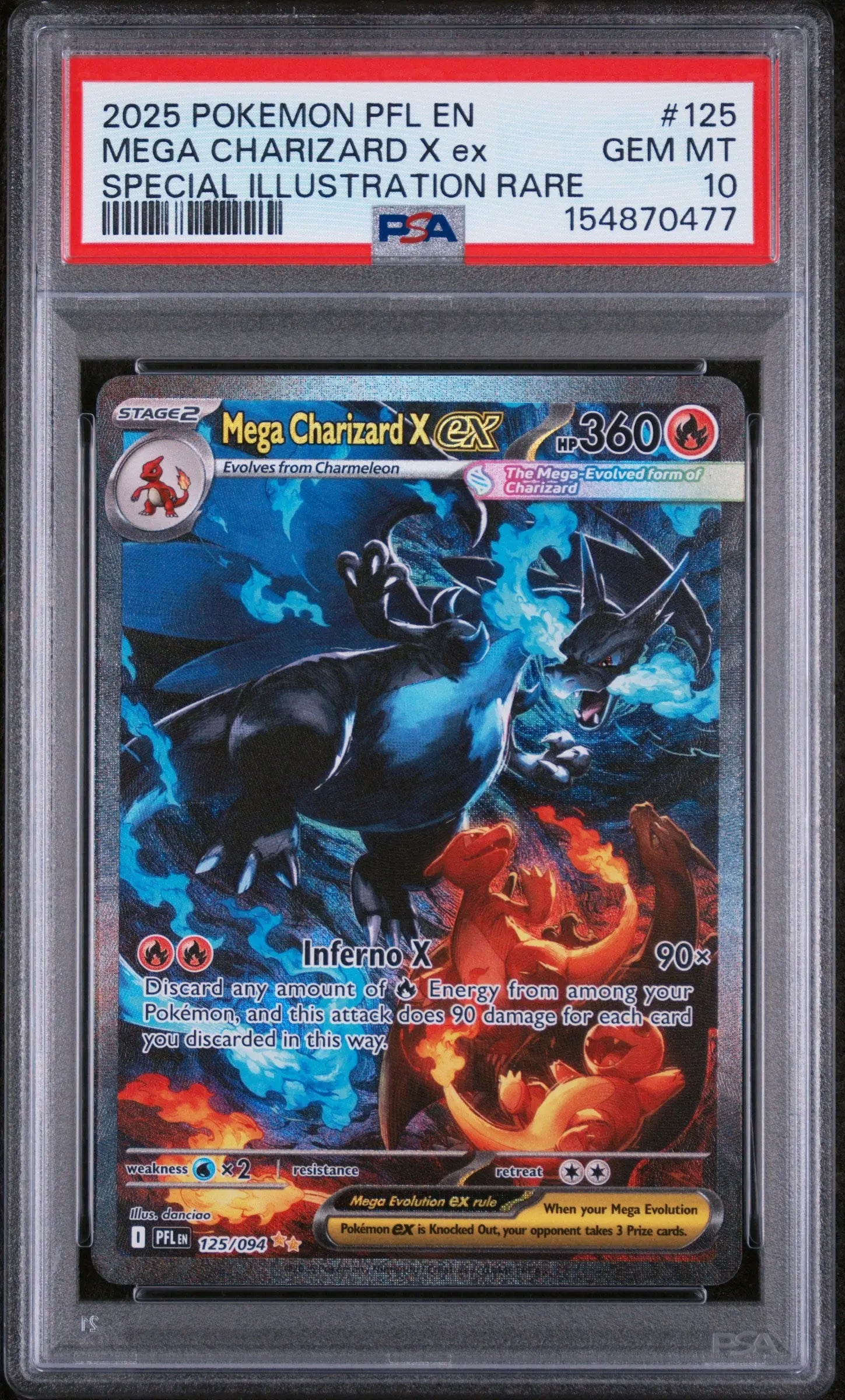 2025 Pokemon Phantasmal Flames Mega Charizard X Ex SIR 125/094 PSA 10 