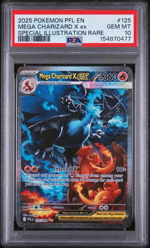 2025 Pokemon Phantasmal Flames Mega Charizard X Ex SIR 125/094 PSA 10 