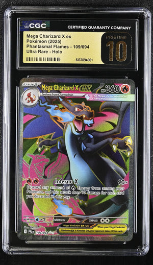 2025 Pokemon Phantasmal Flames Mega Charizard X ex Holo Ultra Rare CGC 10 109/94 