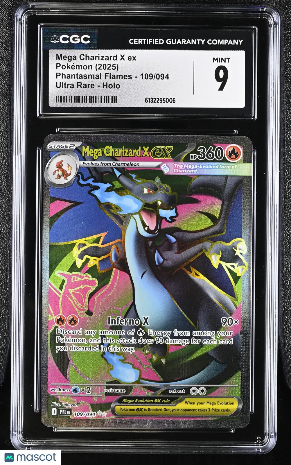 2025 Pokemon Phantasmal Flames Mega Charizard X ex  Ultra Rare CGC 9 109/094 