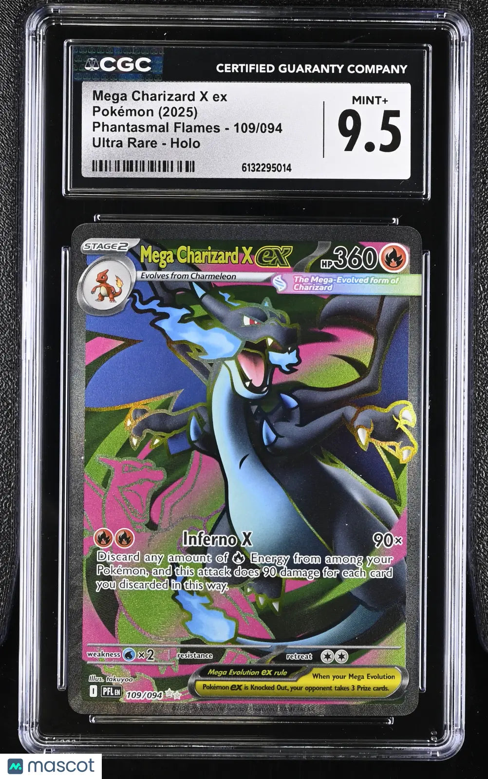 2025 Pokemon Phantasmal Flames Mega Charizard X ex Ultra Rare CGC 9.5 109/094 