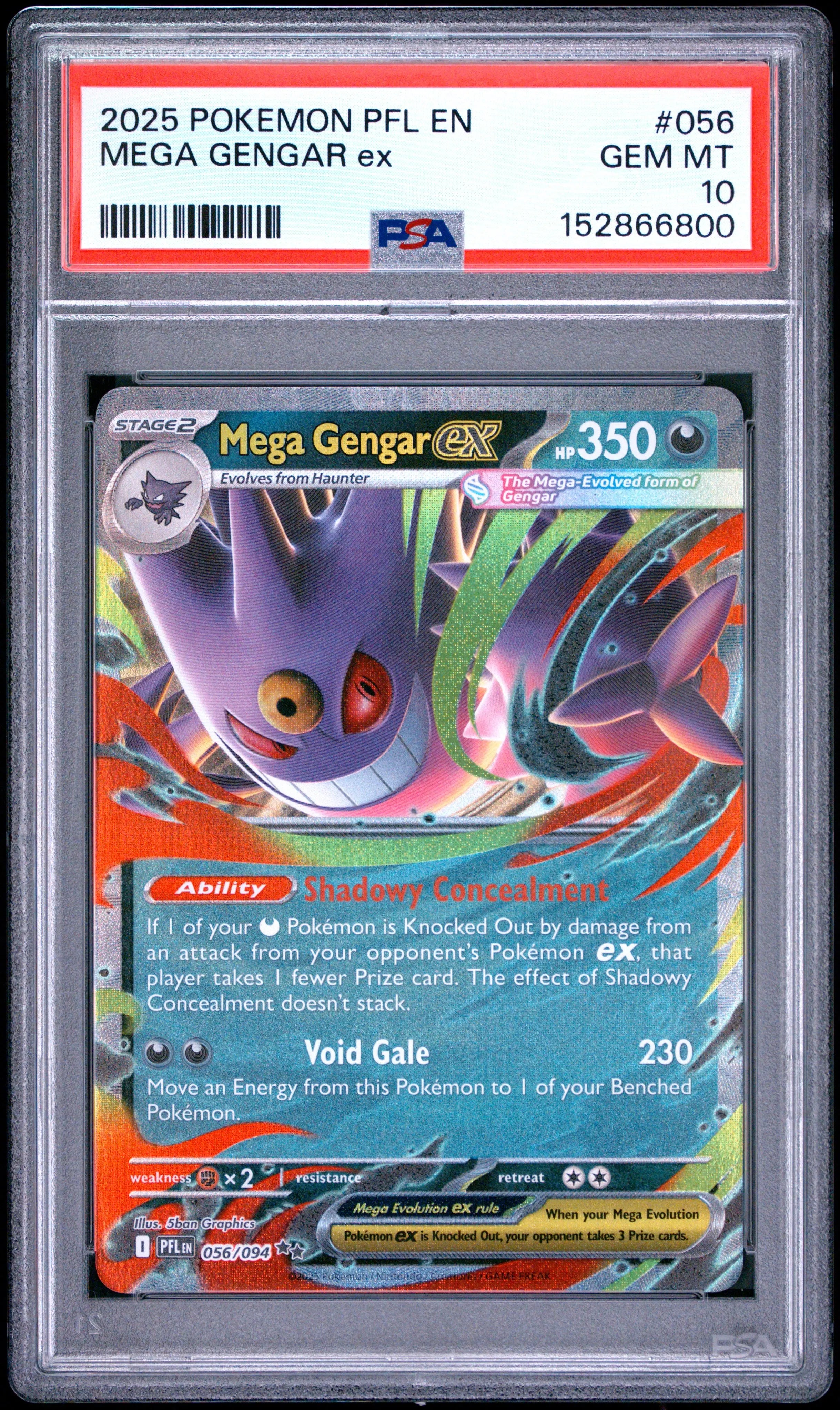 2025 Pokemon Phantasmal Flames Mega Gengar Ex 056/094 PSA 10 
