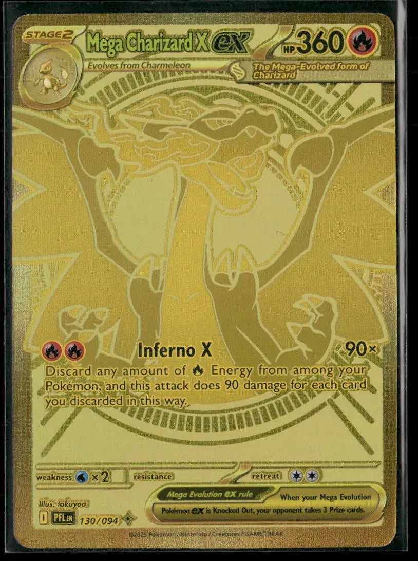 2025 Pokemon Phantasmal Flames Mega Hyper Rare Mega Charizard X ex 130/094 