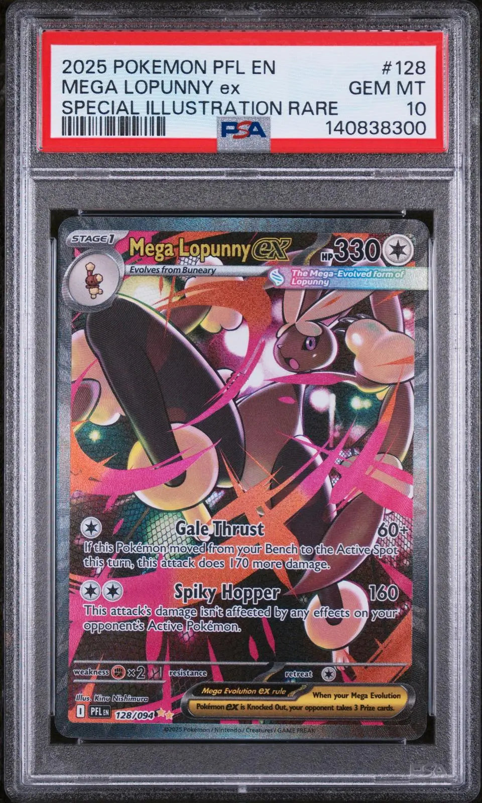 2025 Pokemon Phantasmal Flames Mega Lopunny Ex SIR 128/094 PSA 10 
