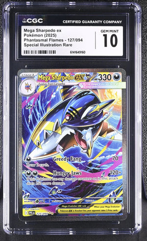 2025 Pokemon Phantasmal Flames Mega Sharpedo ex SIR 127/094 CGC 10 