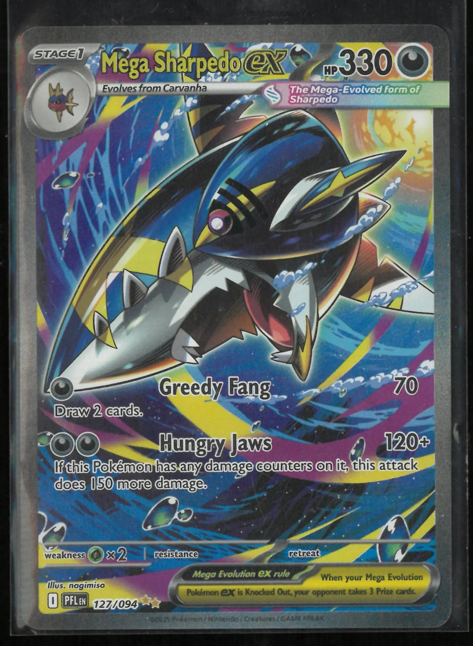 2025 Pokemon Phantasmal Flames Mega Sharpedo ex Secret Illustration Rare 127/94 