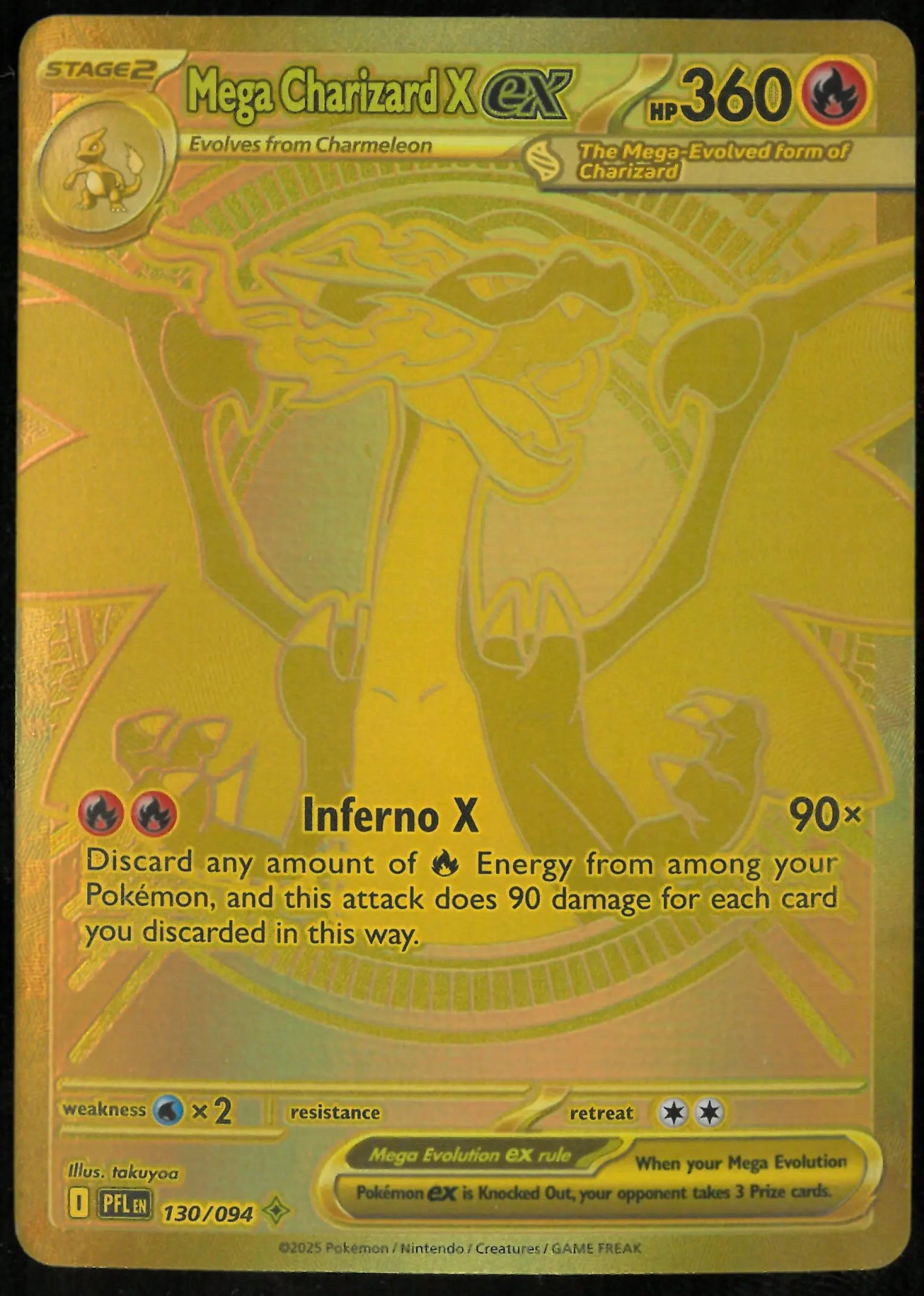 Buy 2025 Mega Charizard X ex Gold Card - Rare Pokemon Sale