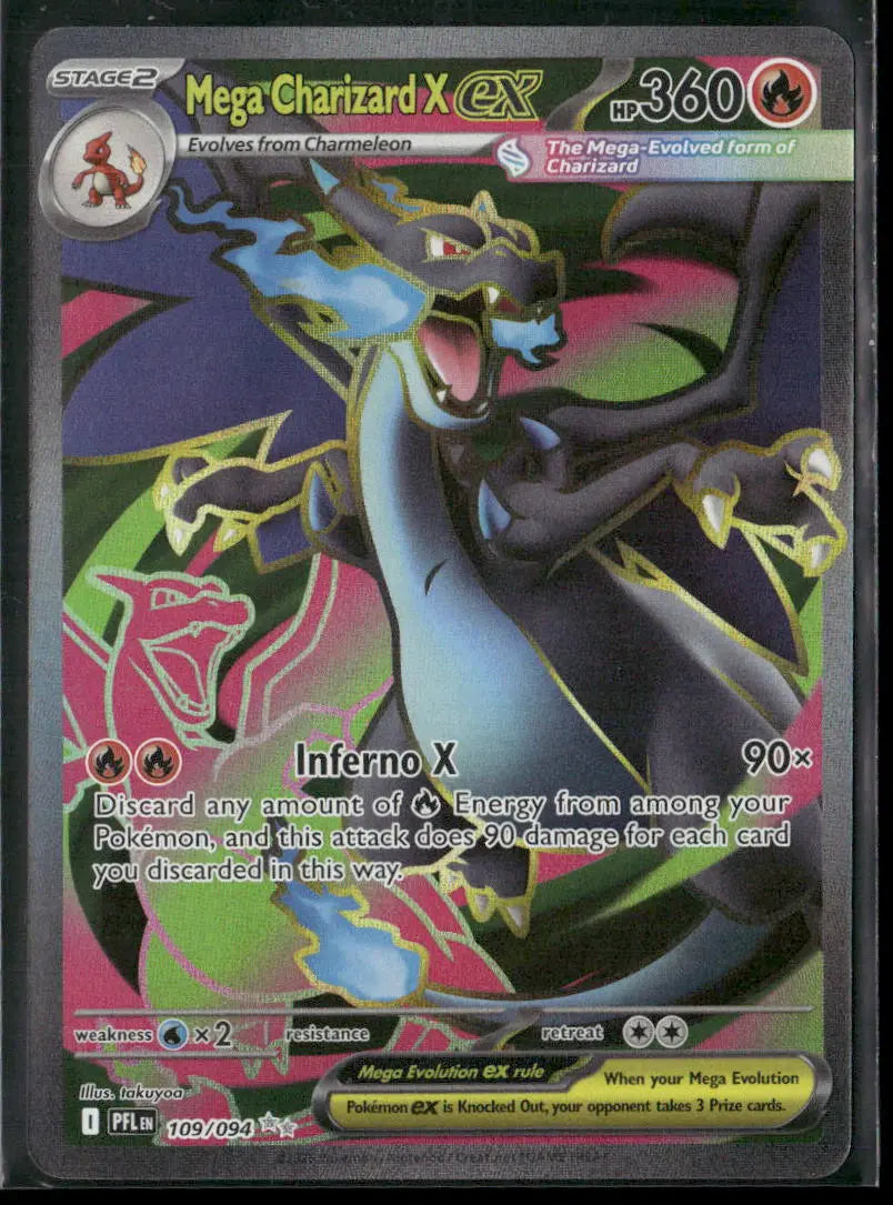 2025 Pokemon Phantasmal Flames Ultra Rare Mega Charizard X ex 109/094 