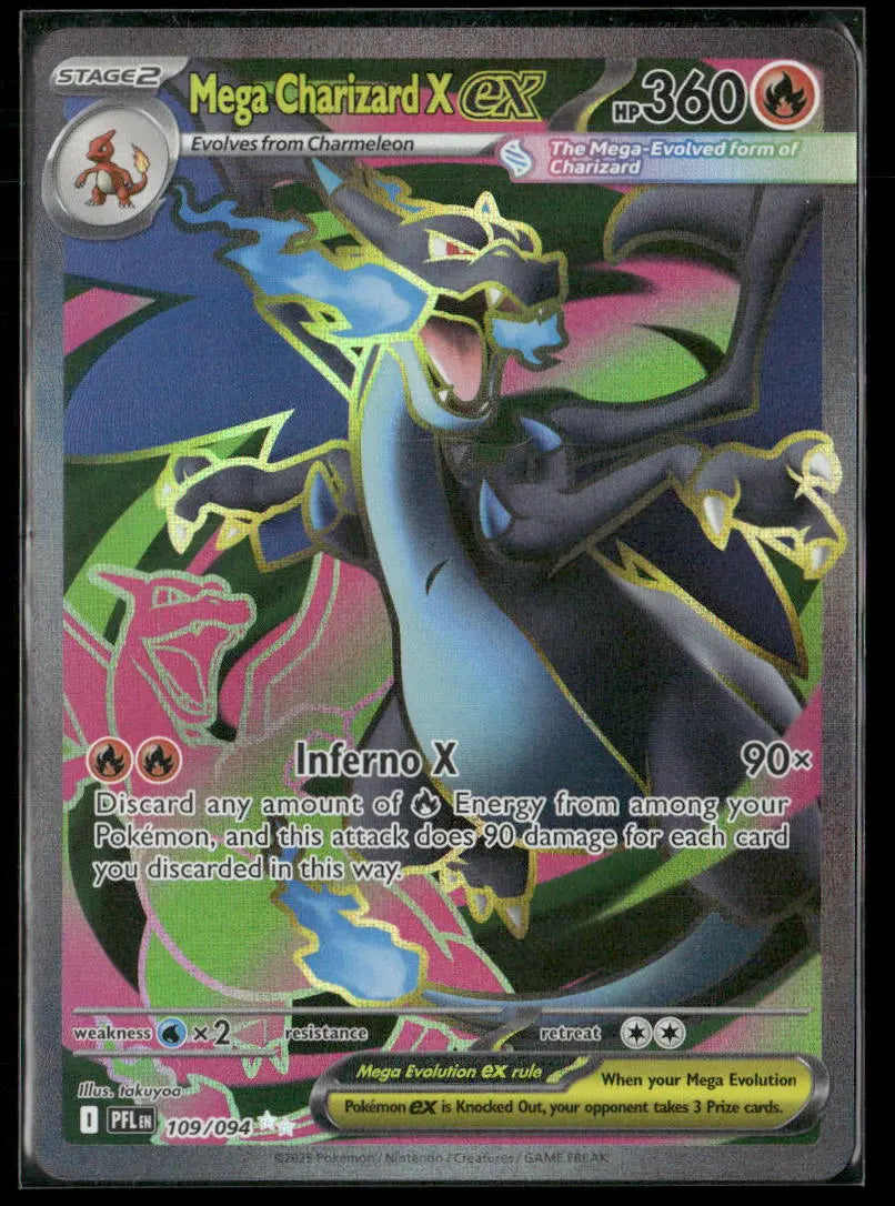 2025 Pokemon Phantasmal Flames Ultra Rare Mega Charizard X ex 109/094 