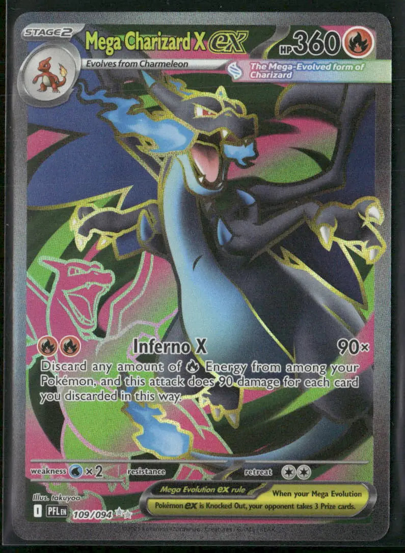 2025 Pokemon Phantasmal Flames Ultra Rare Mega Charizard X ex 109/094 