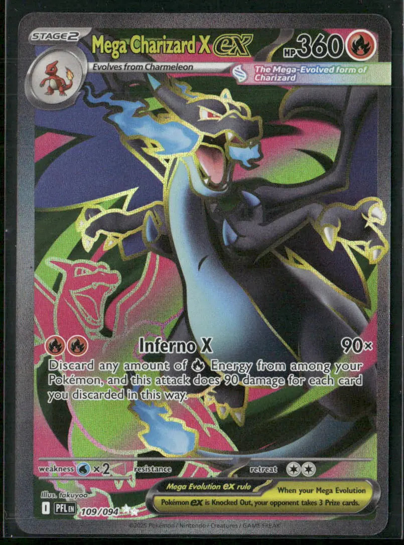 2025 Pokemon Phantasmal Flames Ultra Rare Mega Charizard X ex 109/094 
