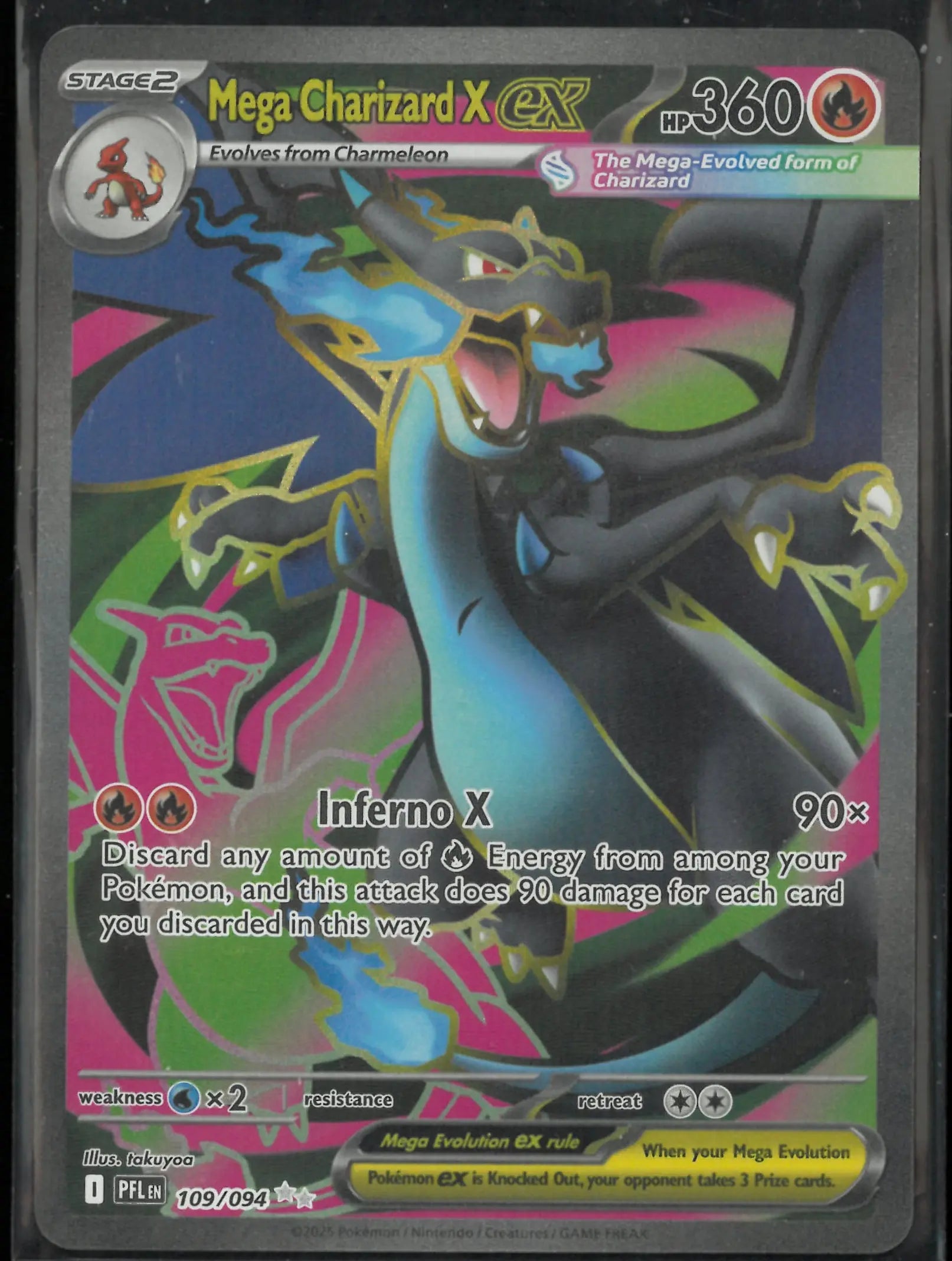 2025 Pokemon Phantasmal Flames Ultra Rare Mega Charizard X ex 109/094 