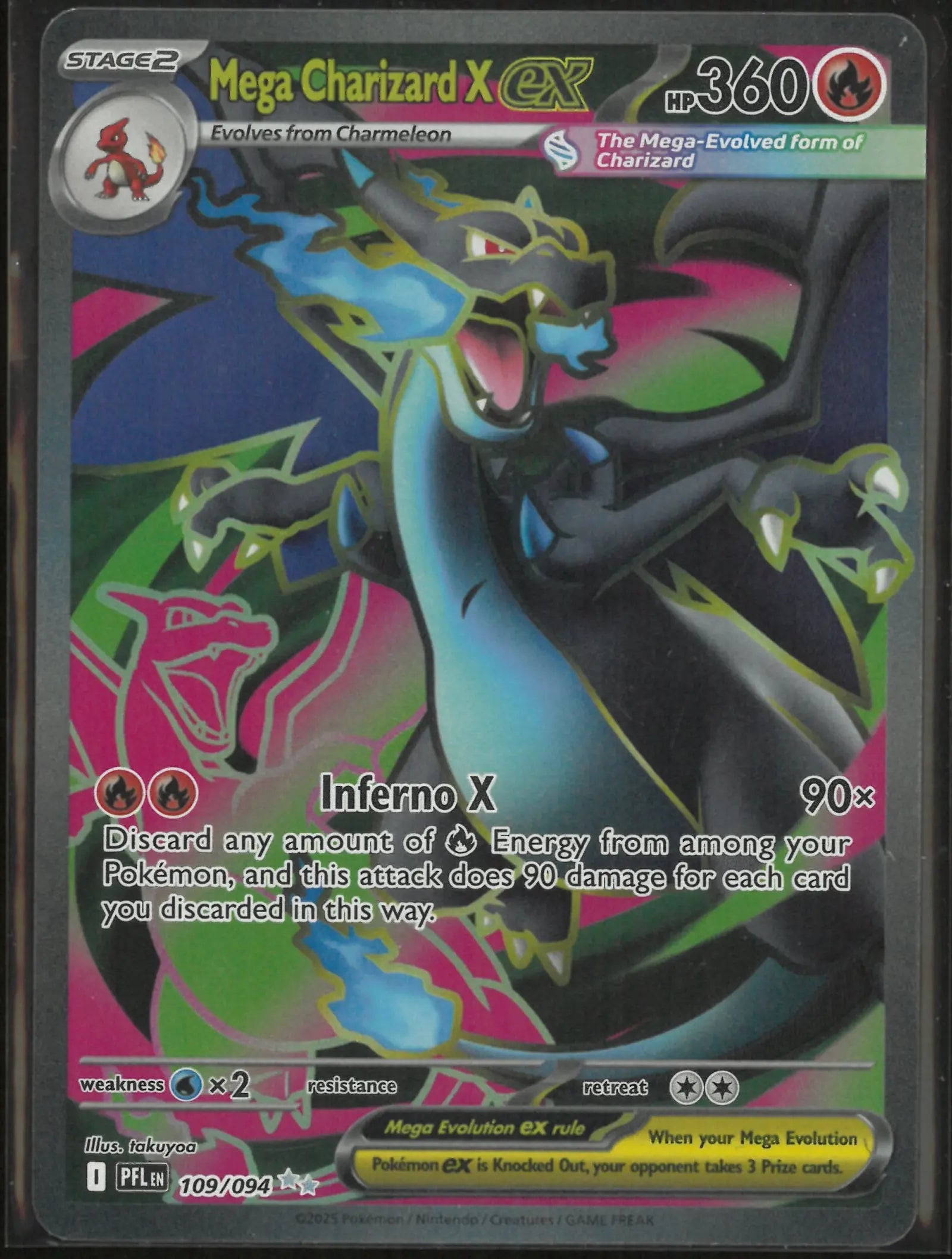 2025 Pokemon Phantasmal Flames Ultra Rare Mega Charizard X ex 109/094 