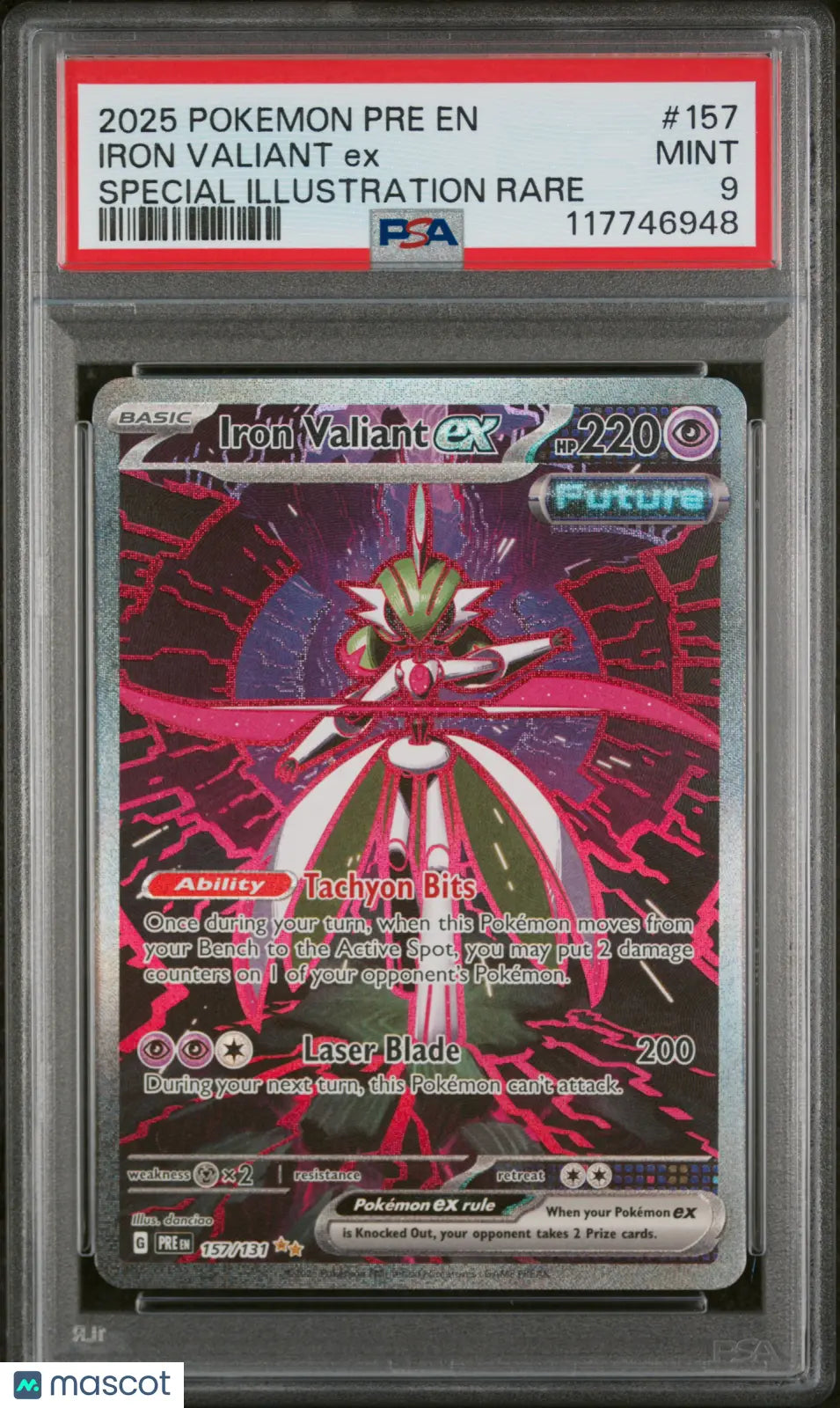 2025 Pokemon Pre-EN Iron Valiant EX #157 Special Illustration Rare PSA 9 