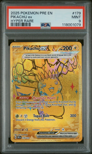2025 Pokemon Pre EN-Prismatic Evolutions Hyper Rare Pikachu EX PSA 9 #179 