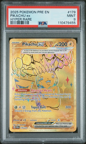 2025 Pokemon Pre EN-Prismatic Evolutions Pikachu EX Hyper Rare 179/131 PSA 9 