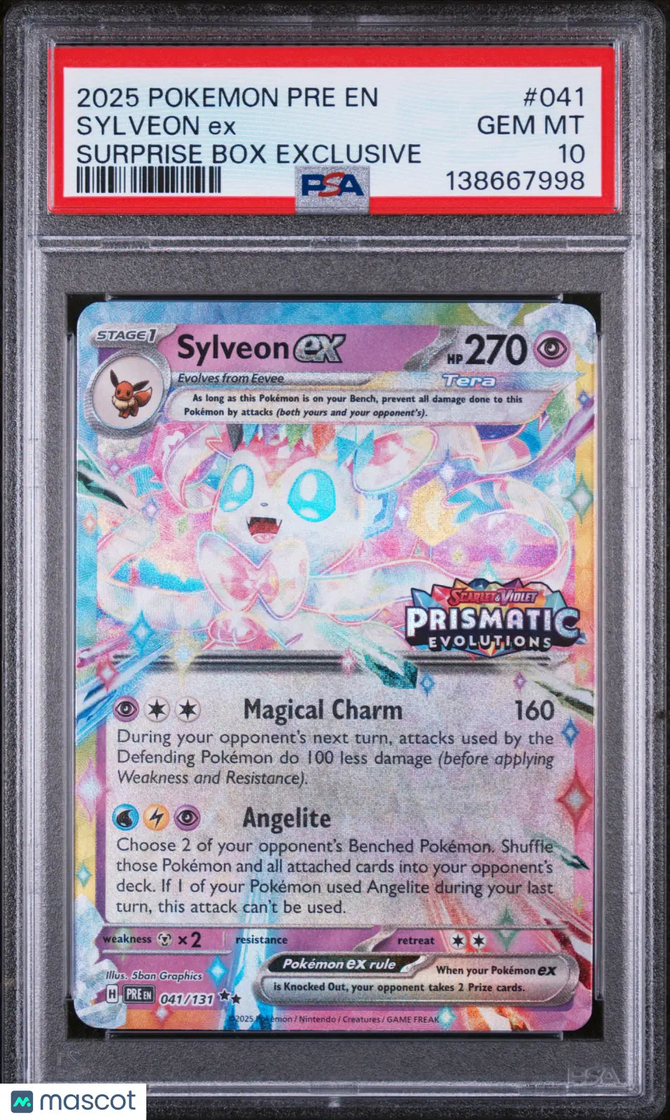 2025 Pokemon Pre EN-Prismatic Evolutions Sylveon EX Surprise Box Exclusive PSA10 