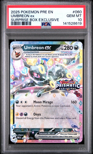 2025 Pokemon Prismatic Evolution Umbreon EX Surprise Box Exclusive PSA 10 60/131 