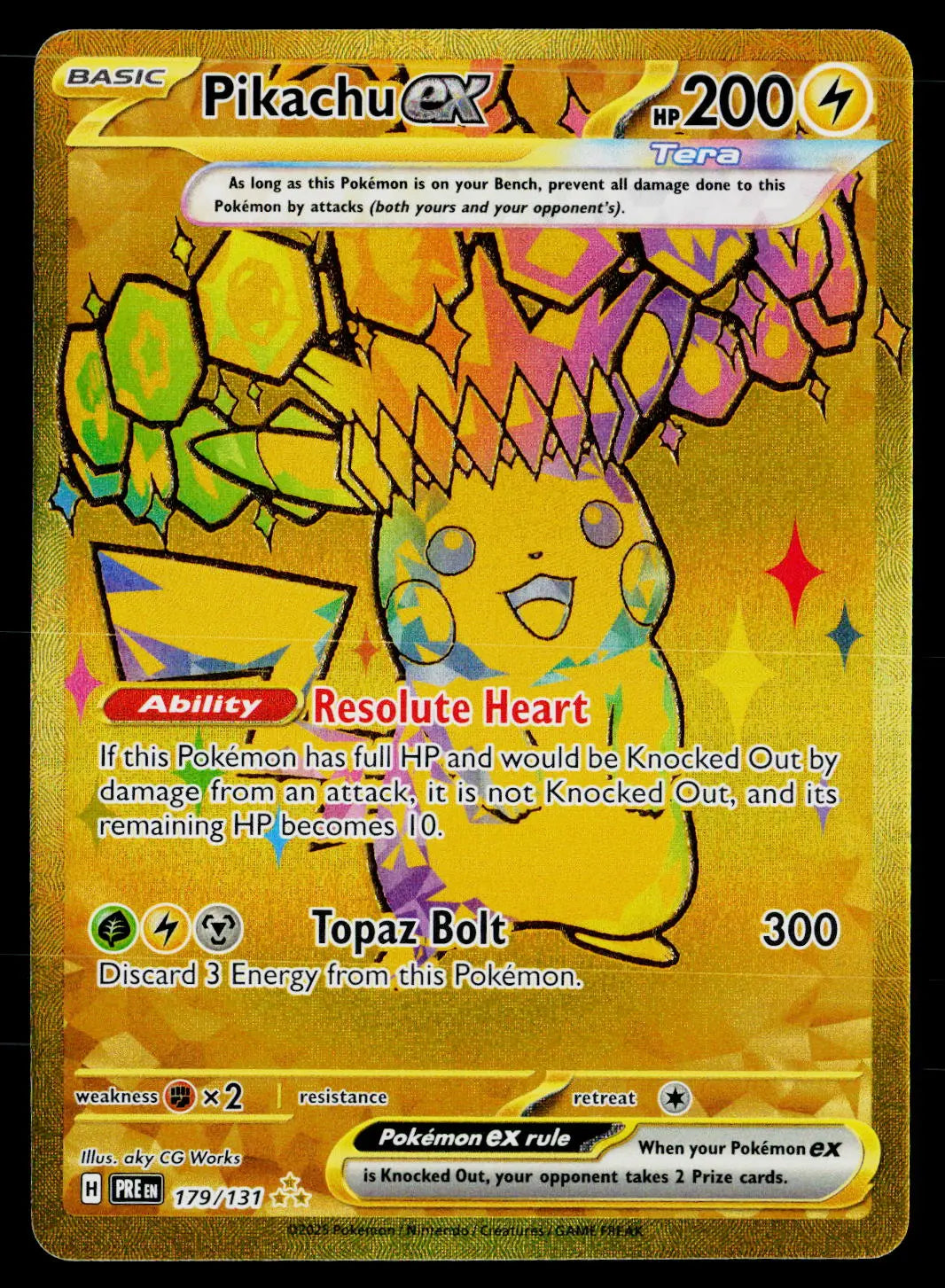 2025 Pokemon Prismatic Evolutions 179/131 Pikachu ex Hyper Rare 