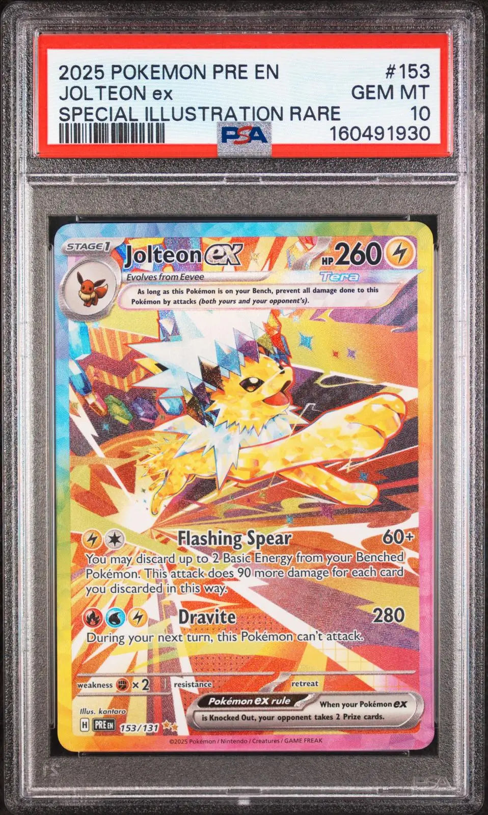 2025 Pokemon Prismatic Evolutions Jolteon ex SIR 153/131 PSA 10 
