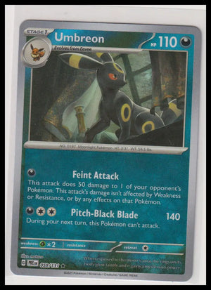 2025 Pokemon Prismatic Evolutions Master Ball Reverse Holo Umbreon 059/131 LP 