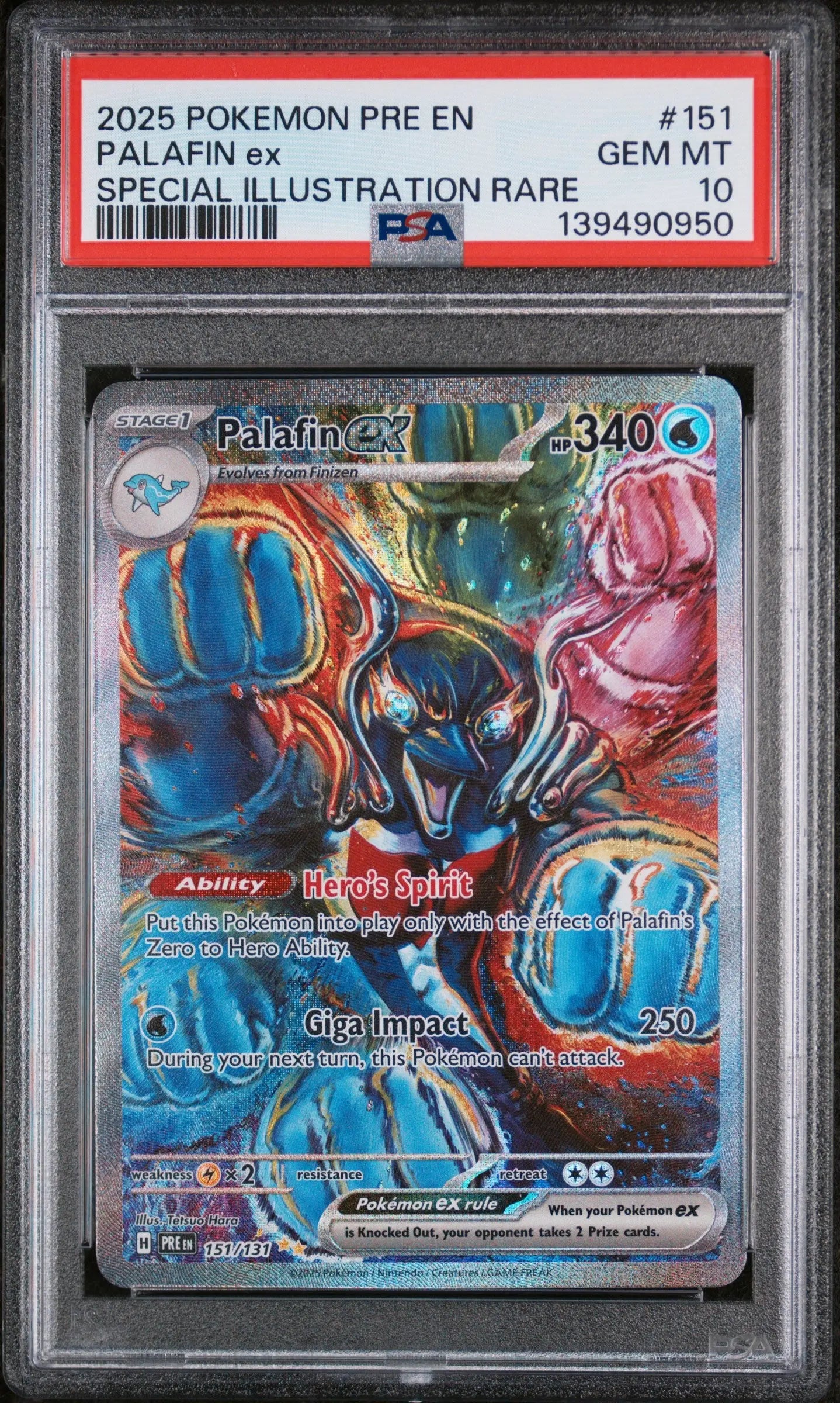 2025 Pokemon Prismatic Evolutions Palafin Ex SIR 151/131 PSA 10 