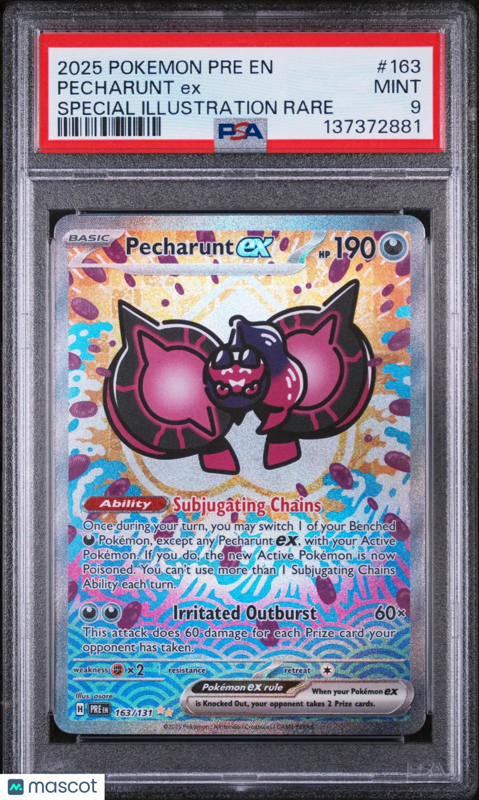 2025 Pokemon Prismatic Evolutions Pecharunt EX Special Illustration PSA 9 #163 
