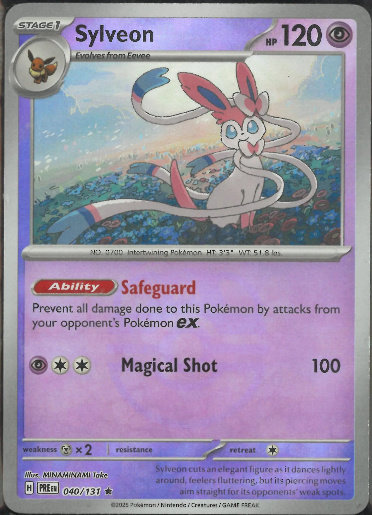 2025 Pokemon Prismatic Evolutions Rare Holofoil Sylveon (Master Ball Pattern) 040/131 