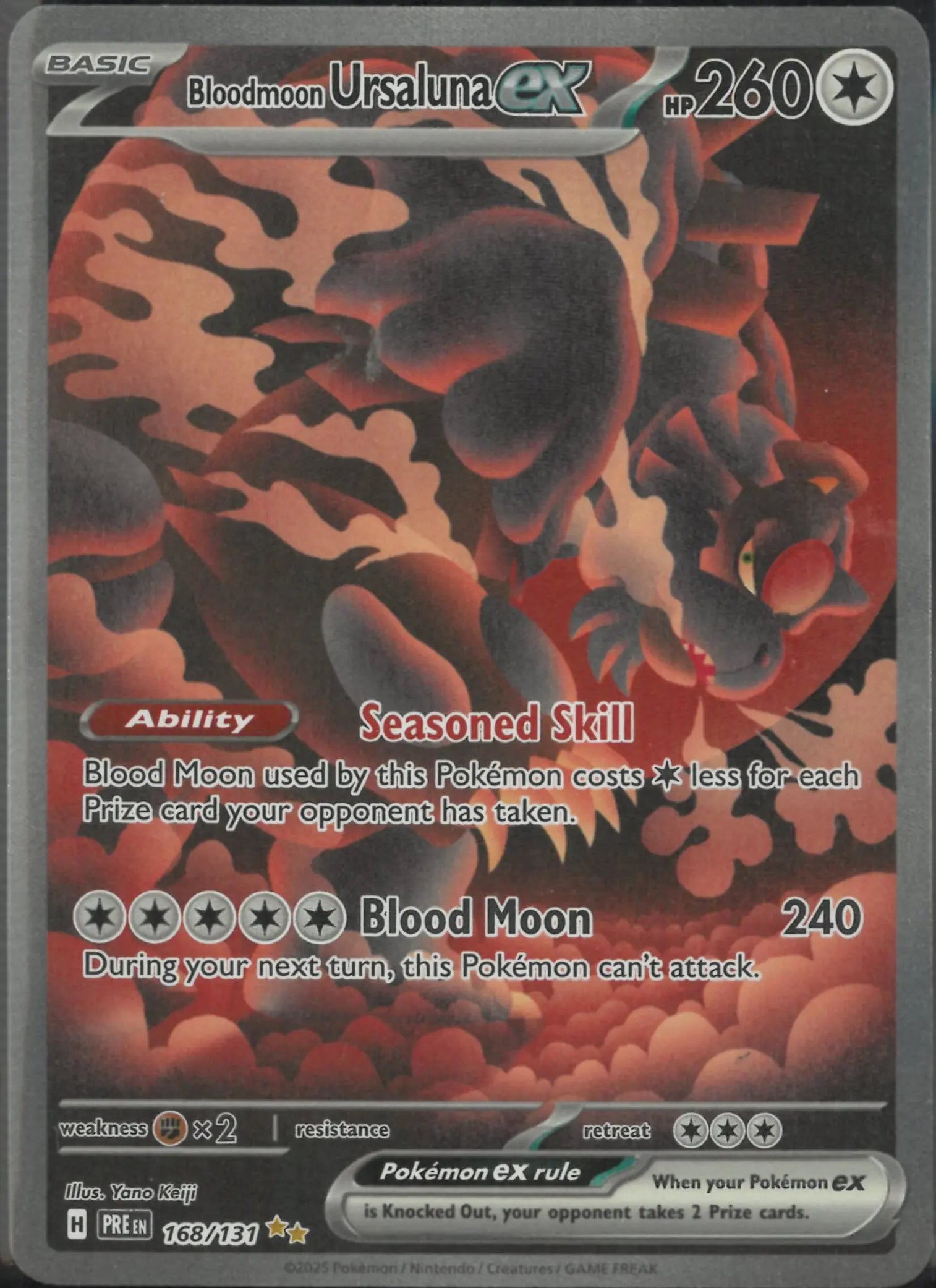 2025 Pokemon Prismatic Evolutions Special Illustration Rare Bloodmoon Ursaluna ex 168/131 