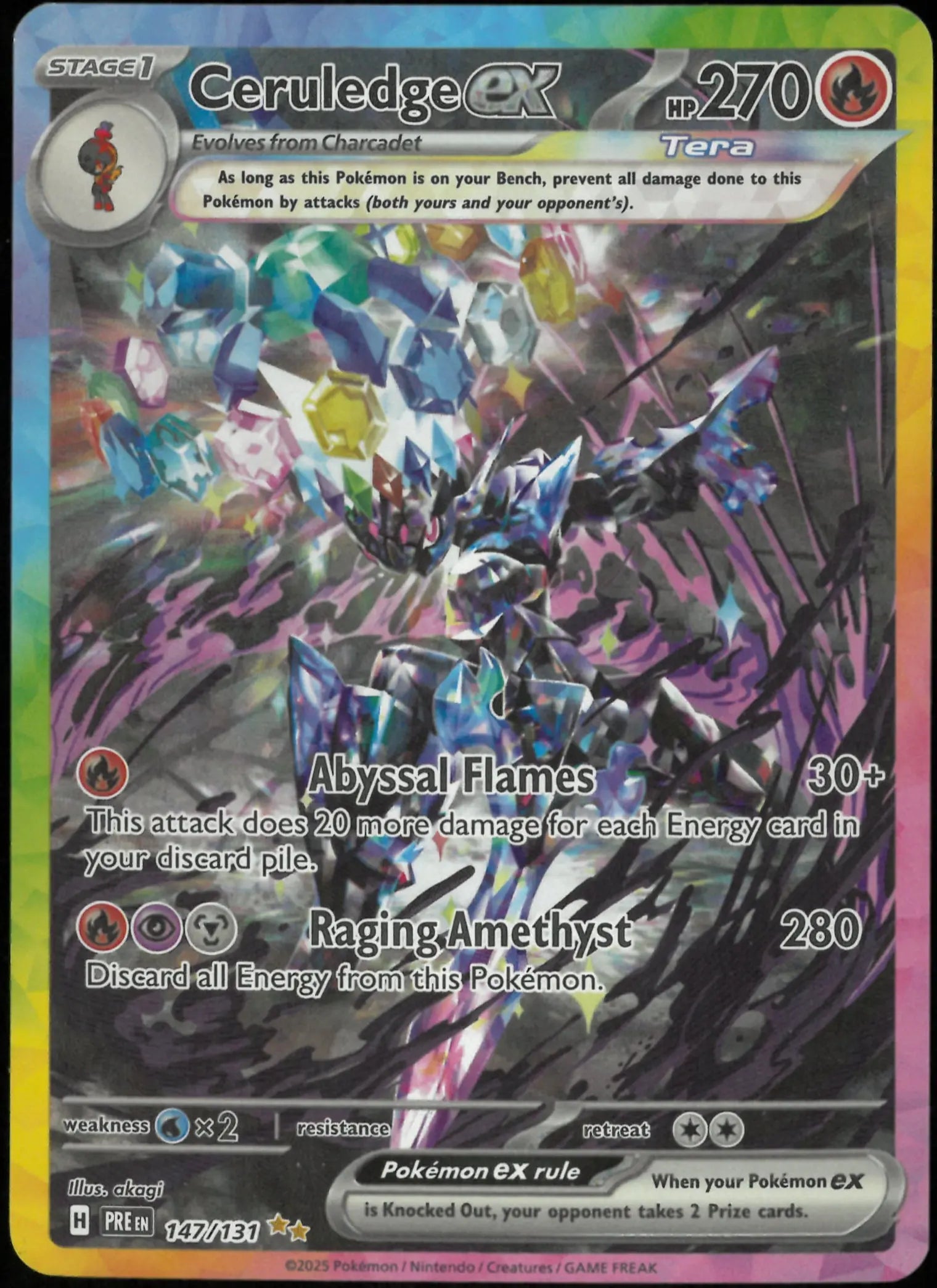 2025 Pokemon Prismatic Evolutions Special Illustration Rare Ceruledge ex 147/131 
