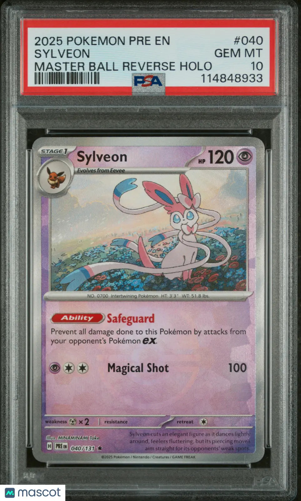 2025 Pokemon Prismatic Evolutions Sylveon Master Ball Reverse Holo PSA 10 