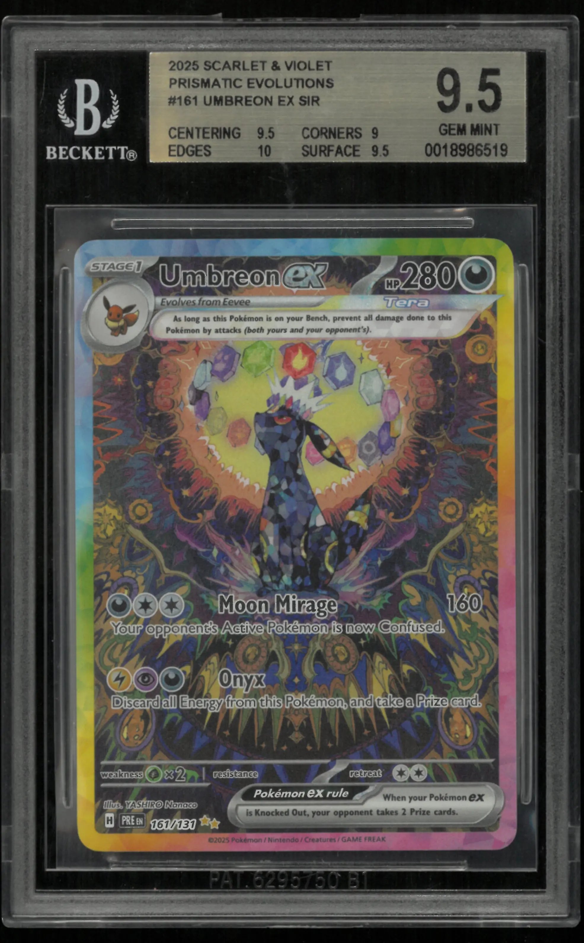 2025 Pokemon Prismatic Evolutions Umbreon ex SIR BGS 9.5 161/131 