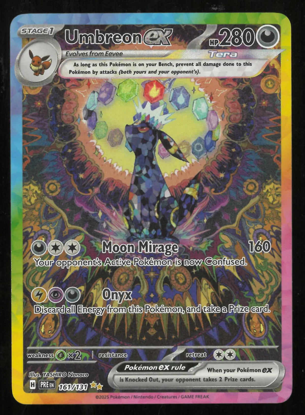 2025 Pokemon Prismatic Evolutions Umbreon ex Special Illustration Rare 161/131 