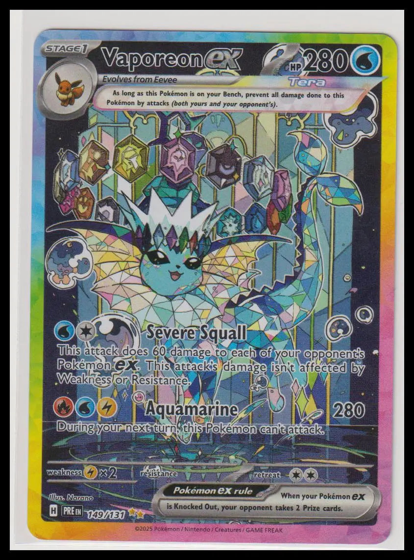2025 Pokemon Prismatic Evolutions Vaporeon ex SIR 149/131 