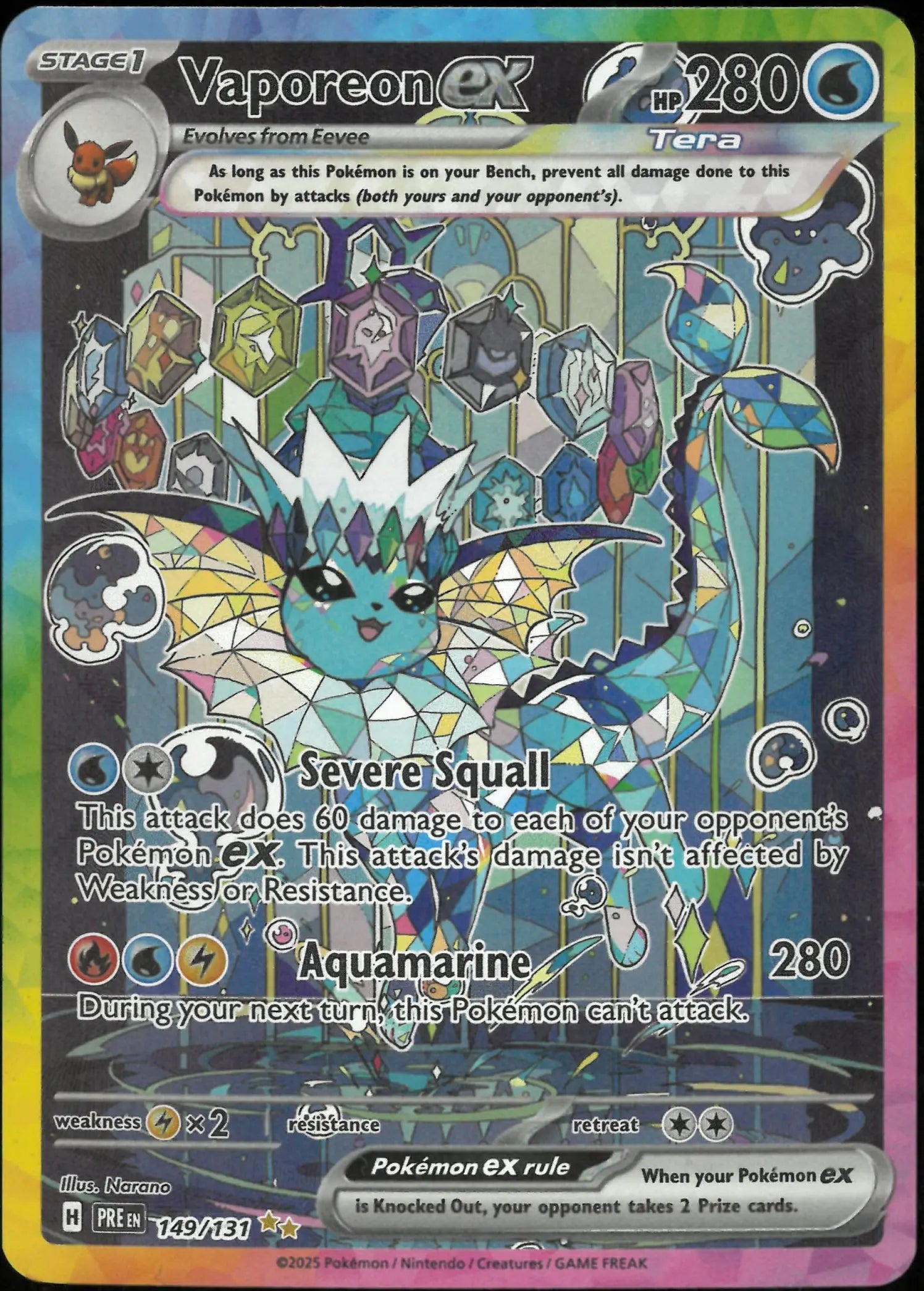 2025 Pokemon Prismatic Special Illustration Rare Evolutions Vaporeon ex 149/131 