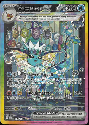 2025 Pokemon Prismatic Special Illustration Rare Evolutions Vaporeon ex 149/131 