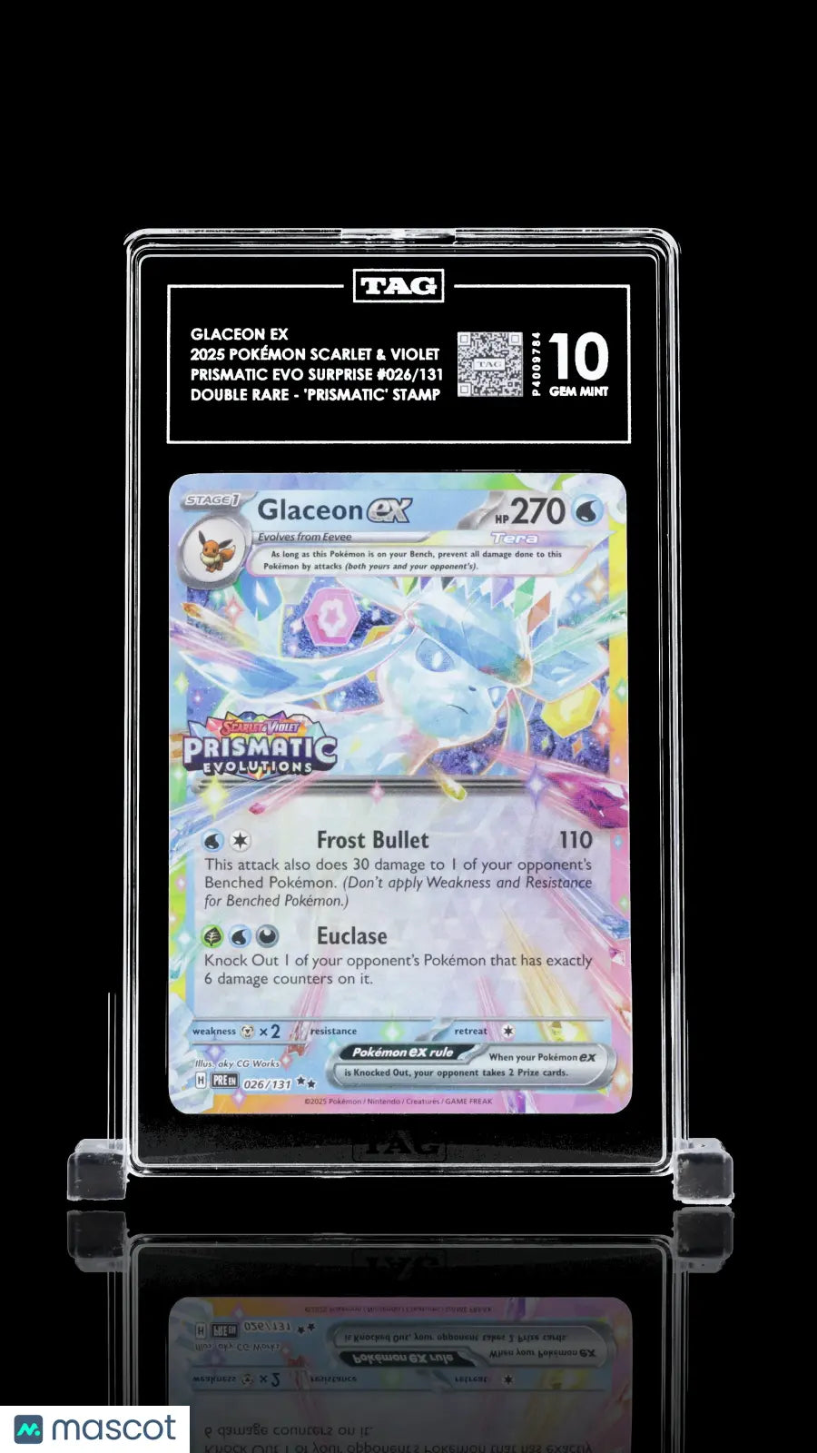 2025 Pokemon Pristmatic Evolution Surprise Box Glaceon ex Stamp 26/131 TAG 10 