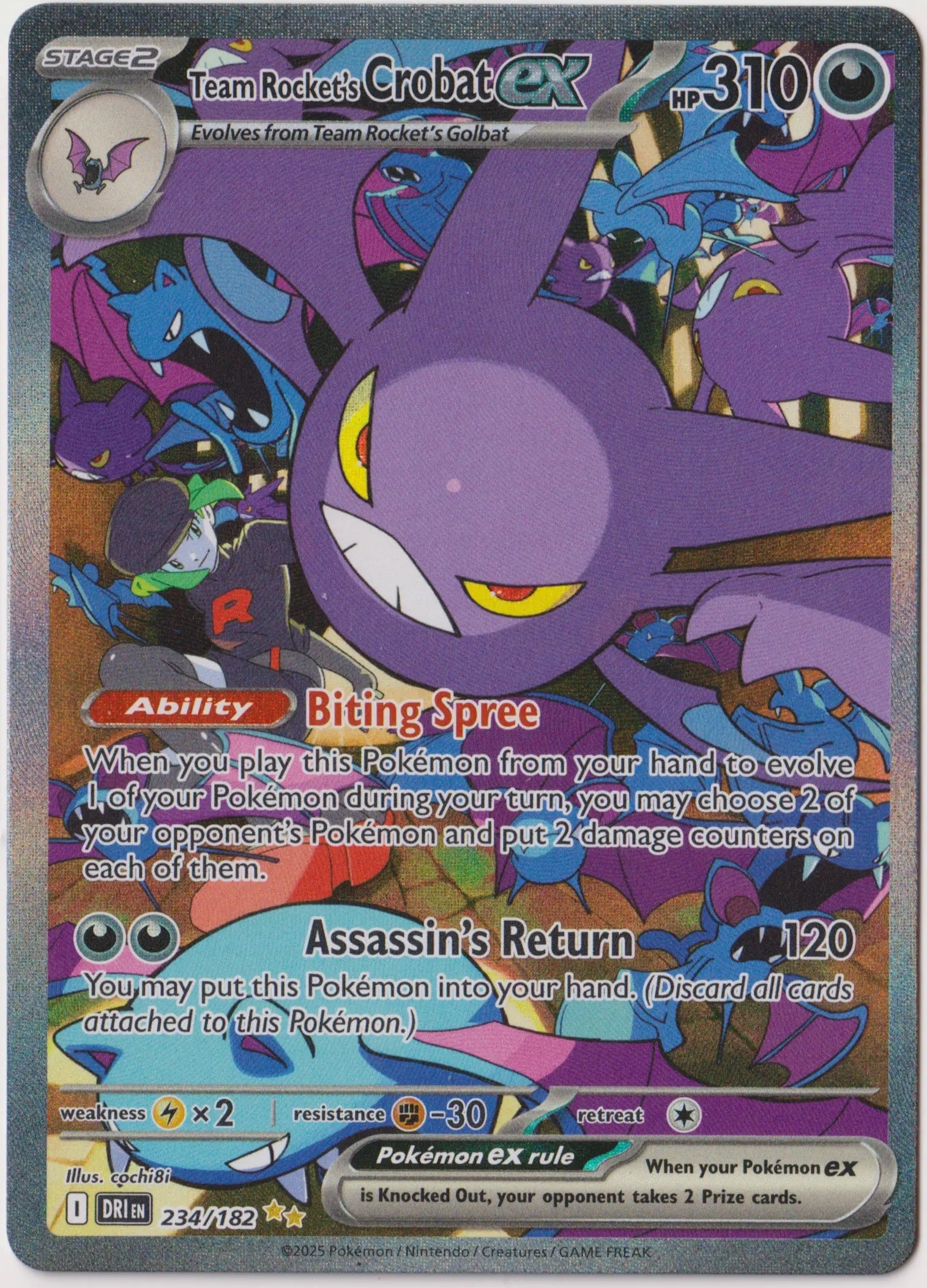 2025 Pokemon SV Destined Rivals Team Rocket's Crobat ex SIR 234/182 