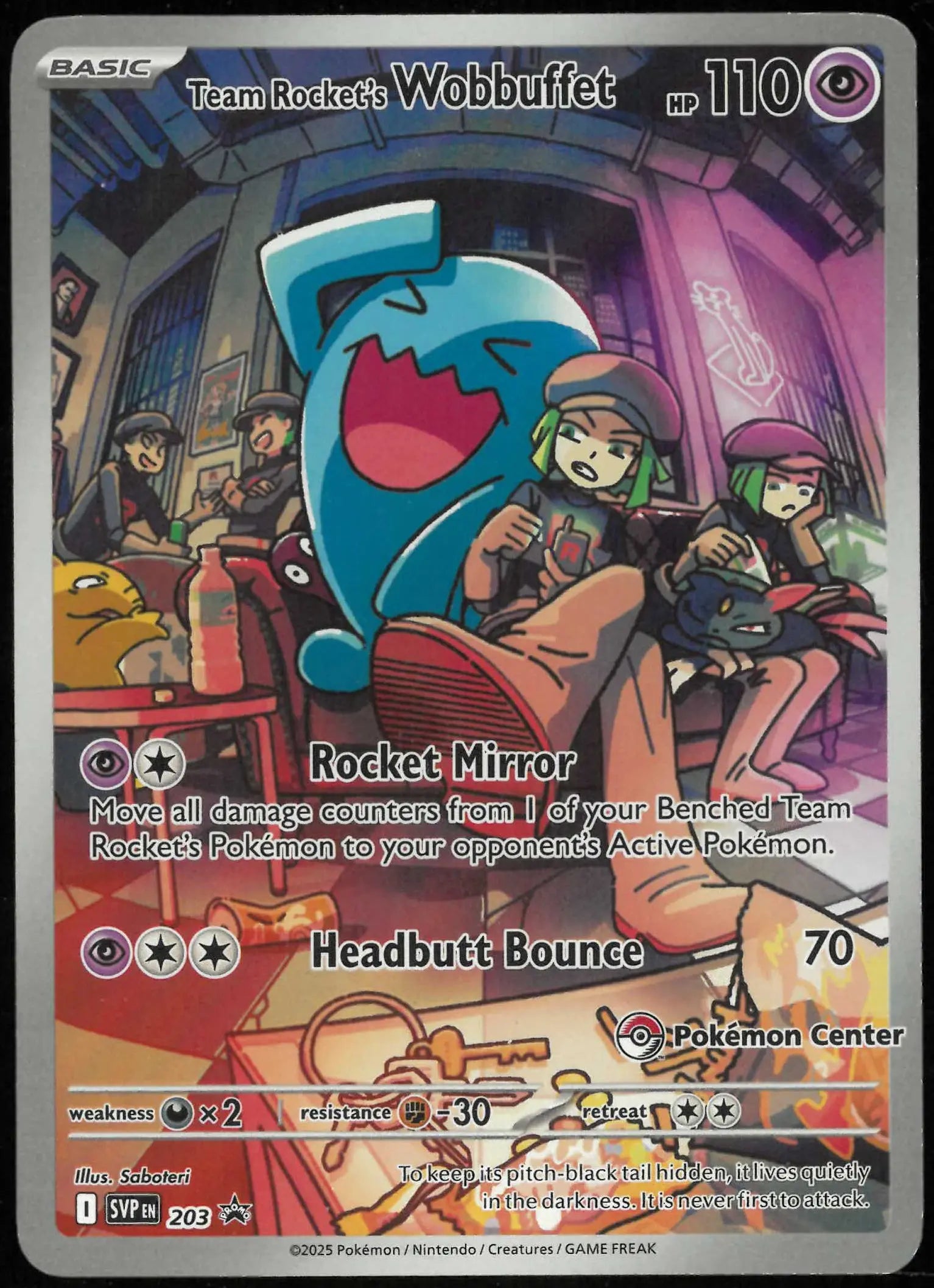 2025 Pokemon SV Promo Team Rocket's Wobbuffet Pokemon Center Exclusive SVP203 