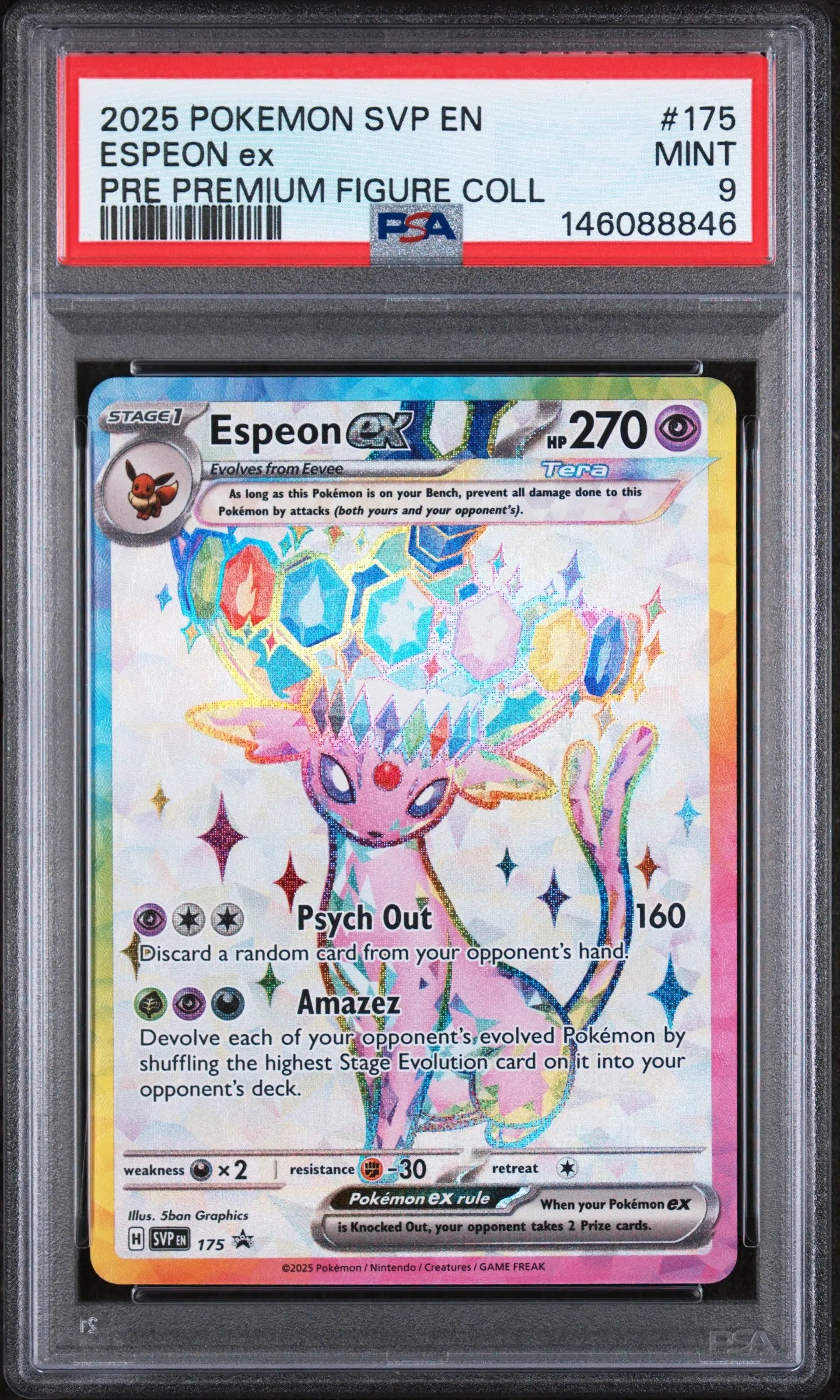 2025 Pokemon SVP EN-SV Black Star Promo Espeon EX Pre Premium Figure Coll PSA 9 