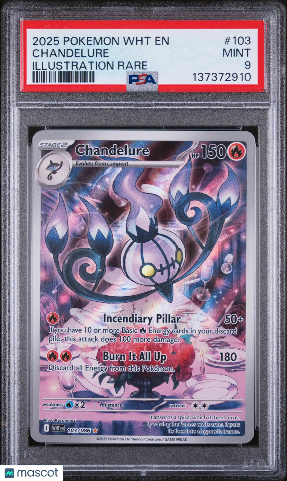 2025 Pokemon WHT EN-White Flare Chandelure Illustration Rare PSA 9 103/86 