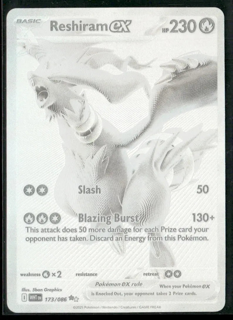 2025 Pokemon White Flare Black White Rare Reshiram ex 173/086 