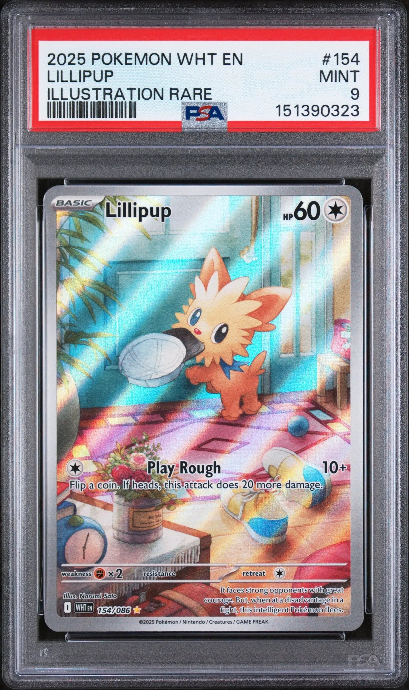 2025 Pokemon White Flare Lillipup Illustration Rare 154/086 PSA 9 