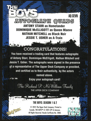 2025 Skybox The Boys: Season 1 & 2 Autograph Quads Starr McElligott Mitchell Usher 