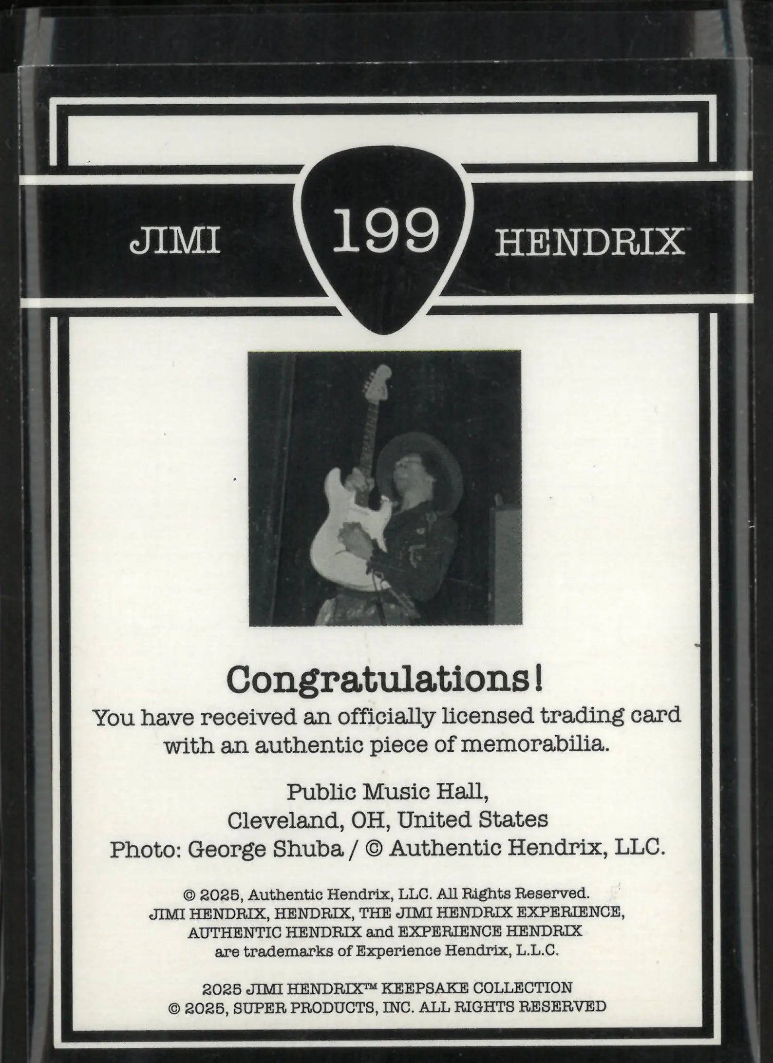2025 Super Products Keepsake Edition Memorabilia Jimi Hendrix 9/10 