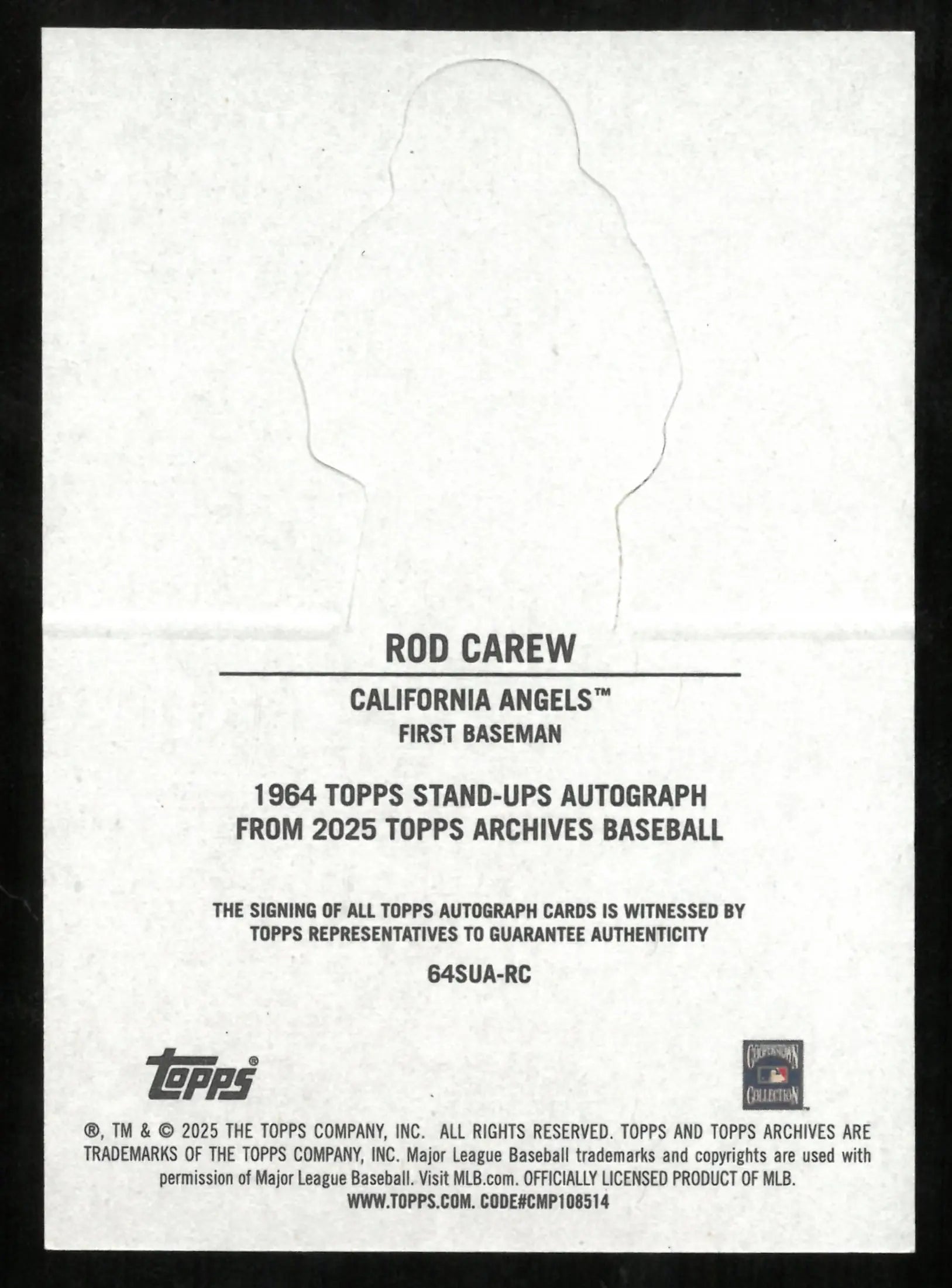 2025 Topps 1964 Stand-Ups Autograph Rod Carew Auto 