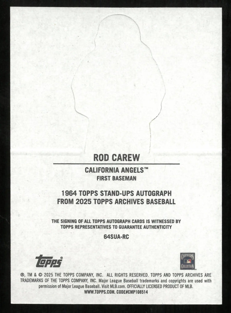 2025 Topps 1964 Stand-Ups Autograph Rod Carew Auto 