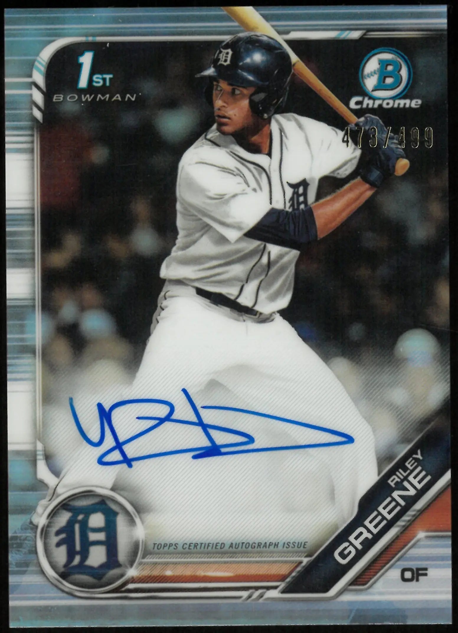 2025 Topps 1st Bowman Chrome Draft Auto Refractor Riley Greene /499 