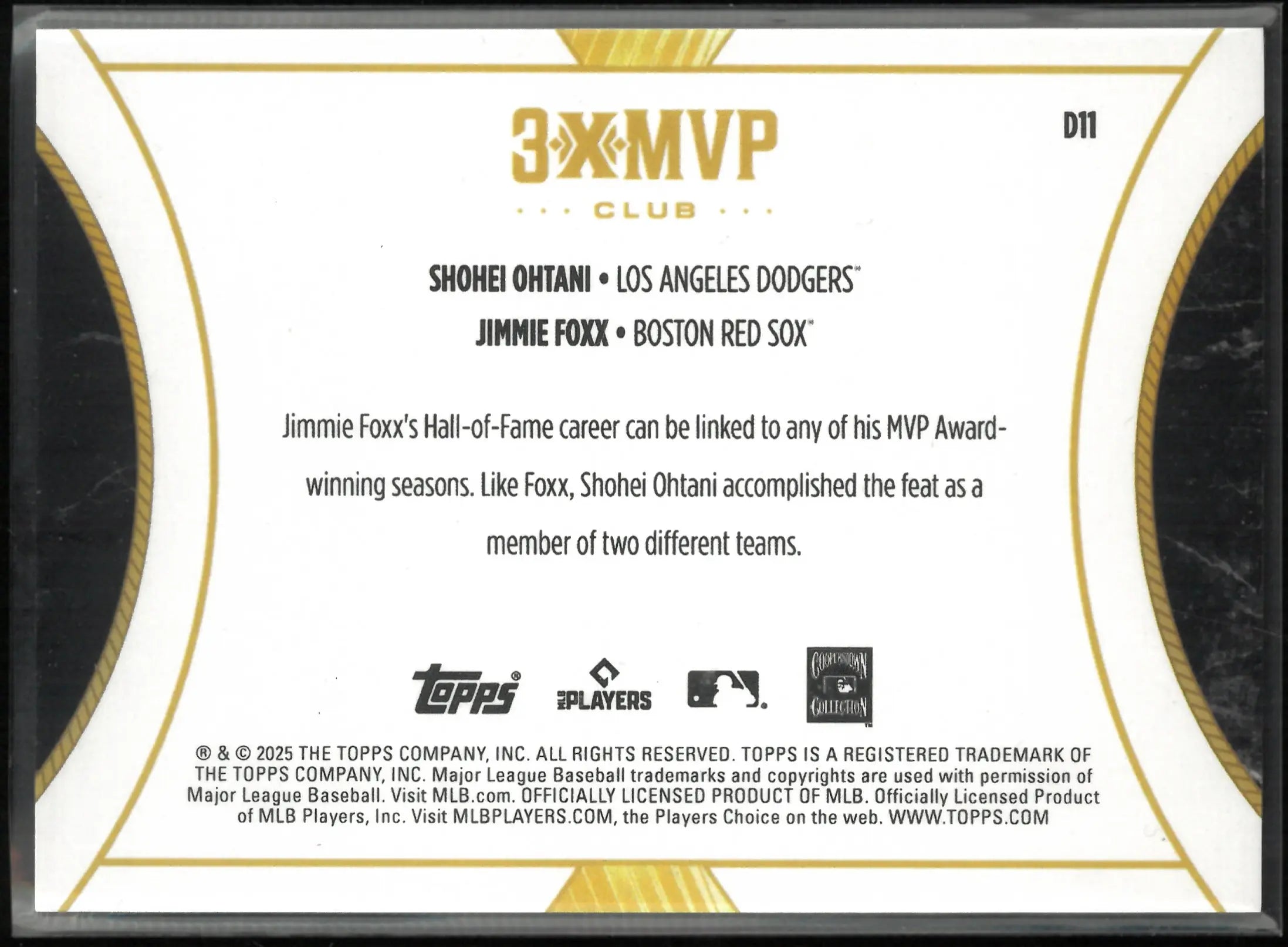 2025 Topps 3xMVP Club Shohei Ohtani Jimmie Fox /125 