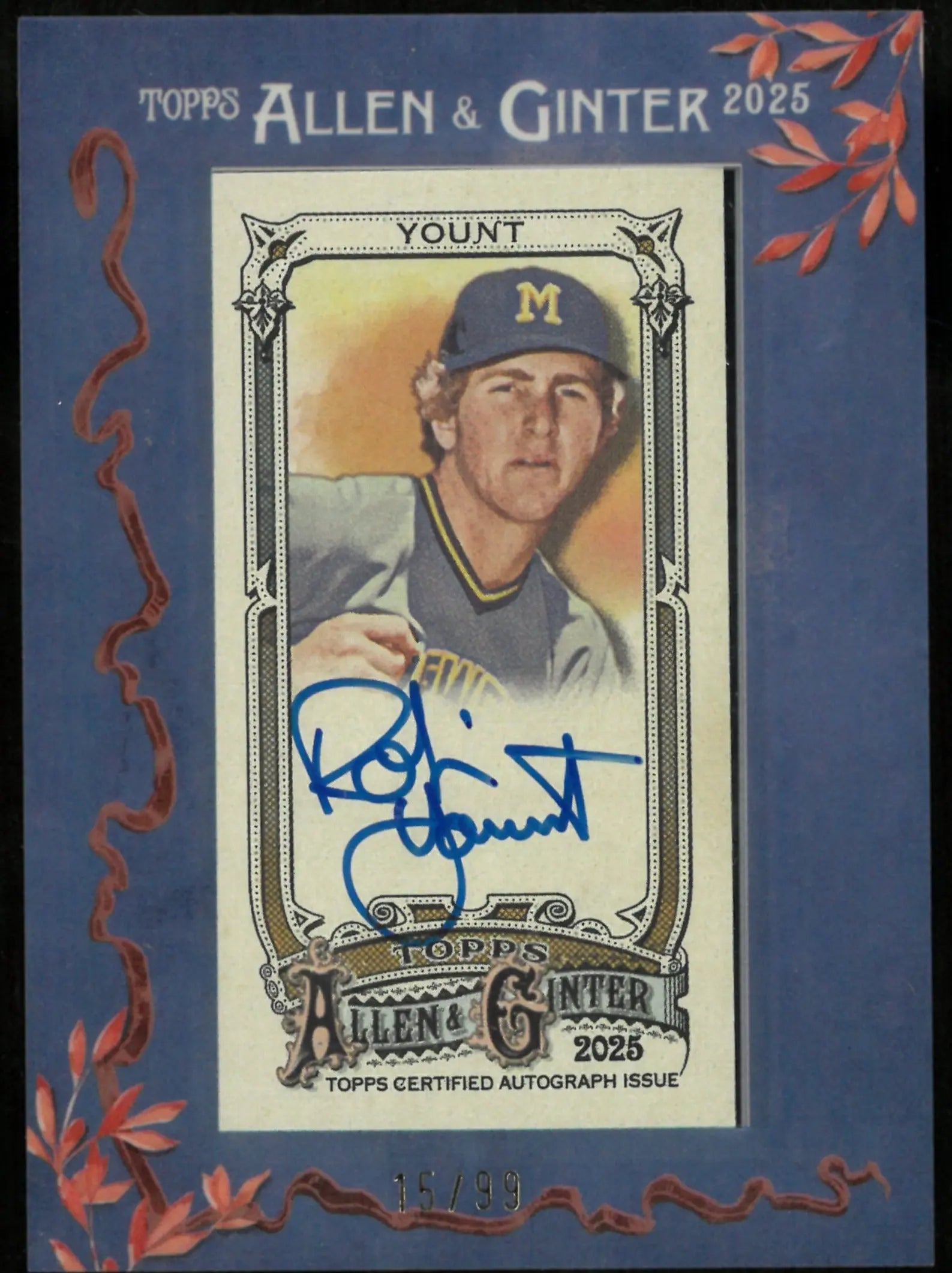 2025 Topps Allen & Ginter Baseball Blue Mini Auto Robin Yount /99 